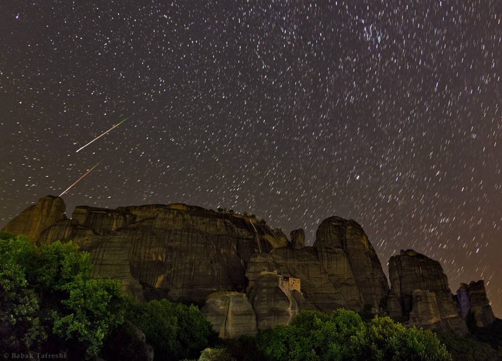 Perseids over Meteora